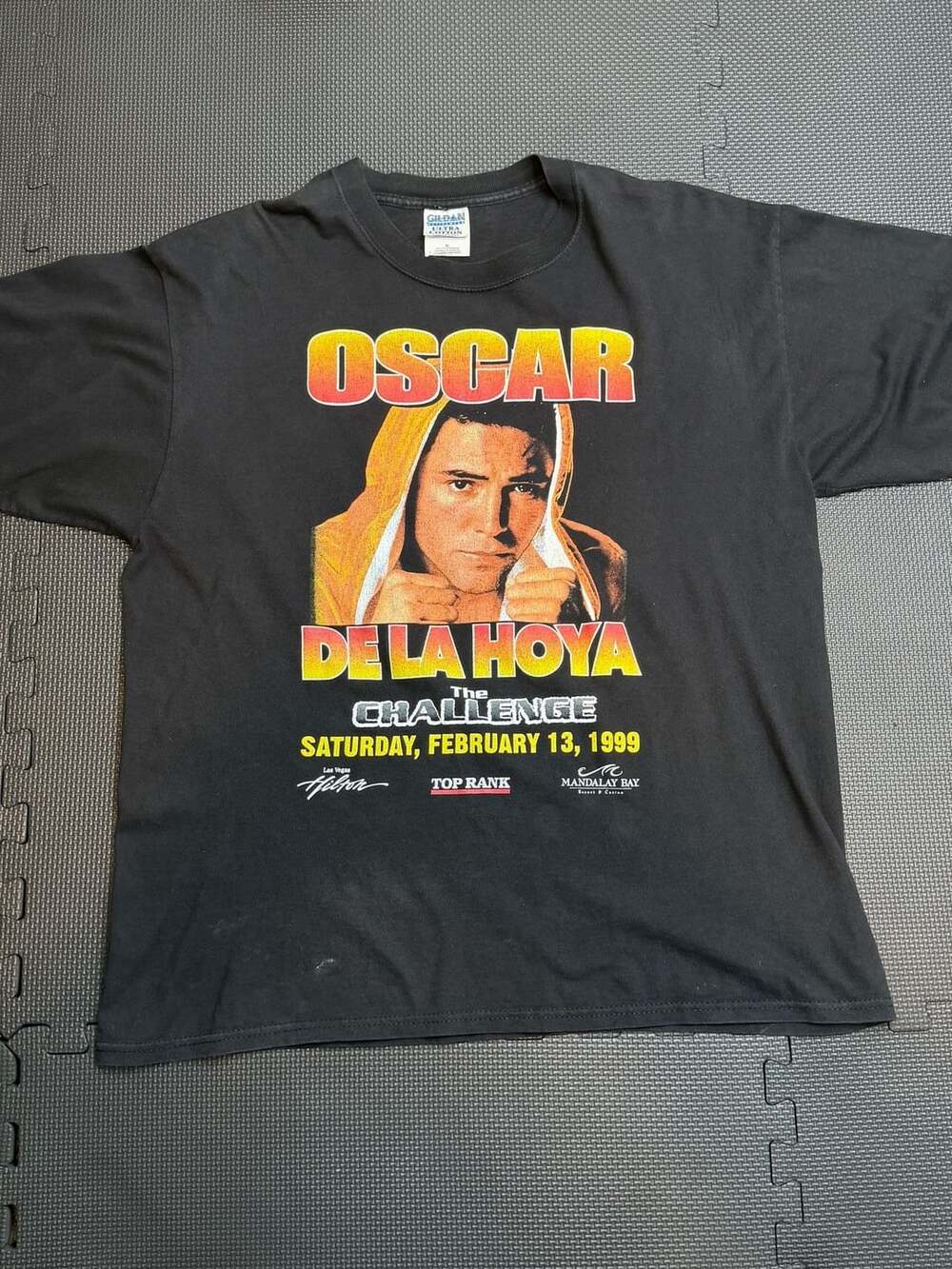 99 Oscar De La Hoya The Challenge Size XL Black Boxing T-Shirt